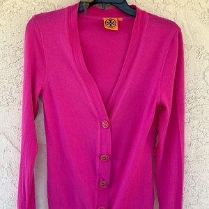 Tory Burch Fuscia Pink Cardigan Sweater. Size M